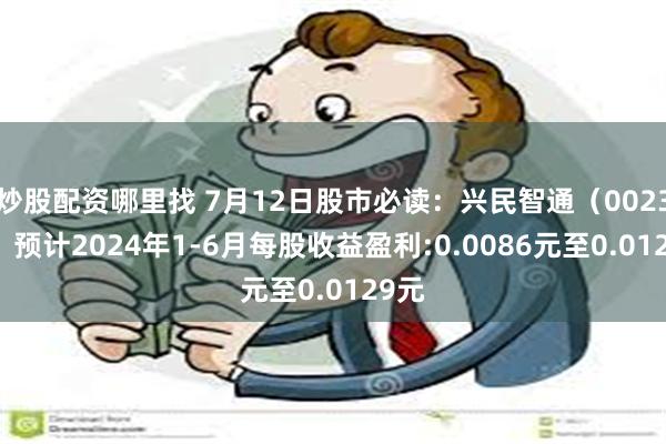 炒股配资哪里找 7月12日股市必读：兴民智通（002355）预计2024年1-6月每股收益盈利:0.0086元至0.0129元