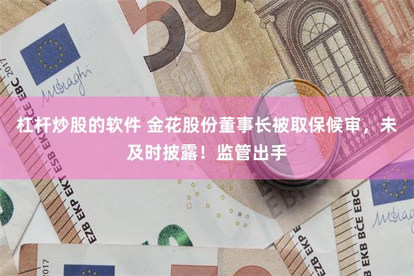 杠杆炒股的软件 金花股份董事长被取保候审，未及时披露！监管出手