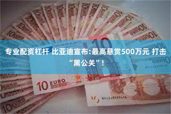 专业配资杠杆 比亚迪宣布:最高悬赏500万元 打击“黑公关”!